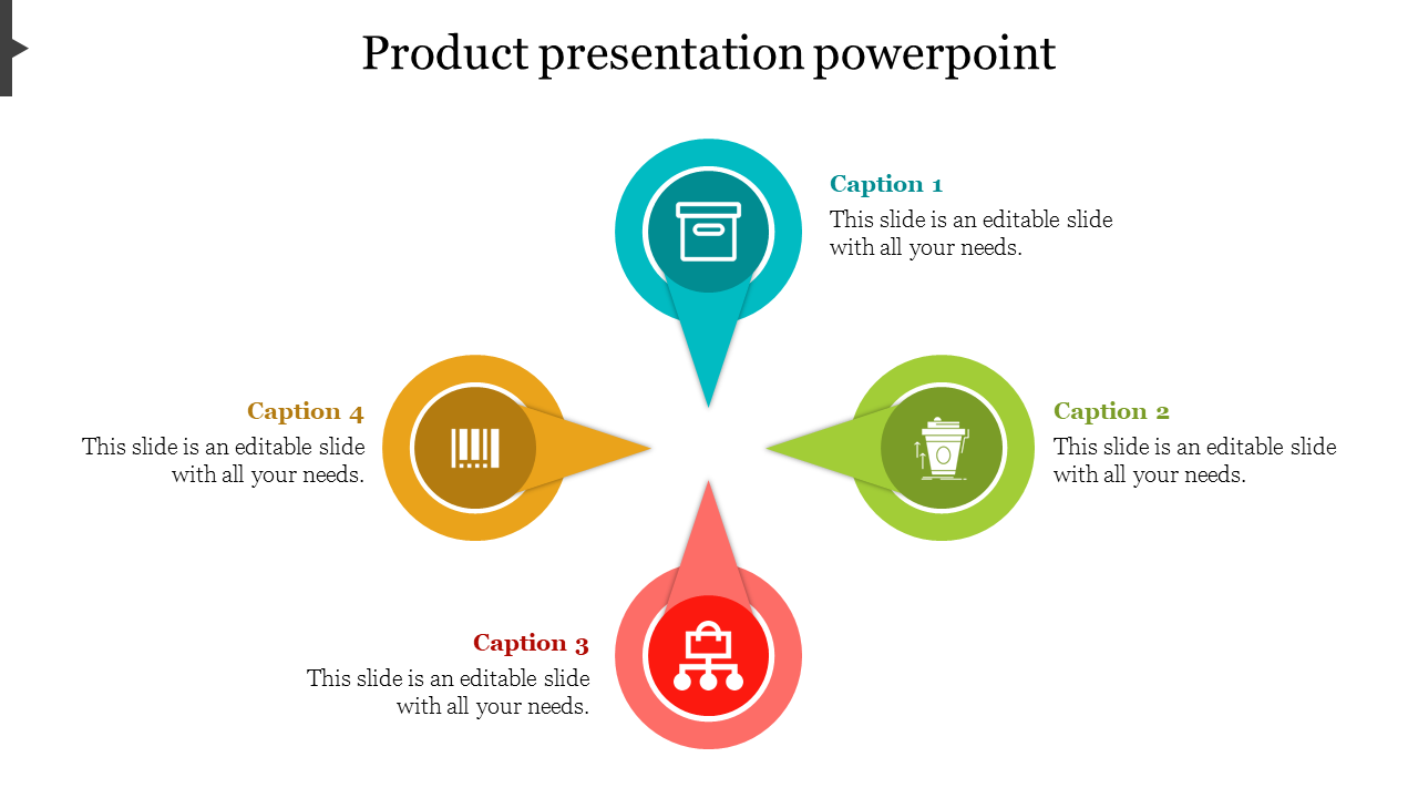 Infographic with four labeled sections in blue, green, orange, and red, highlighting product features with icons.