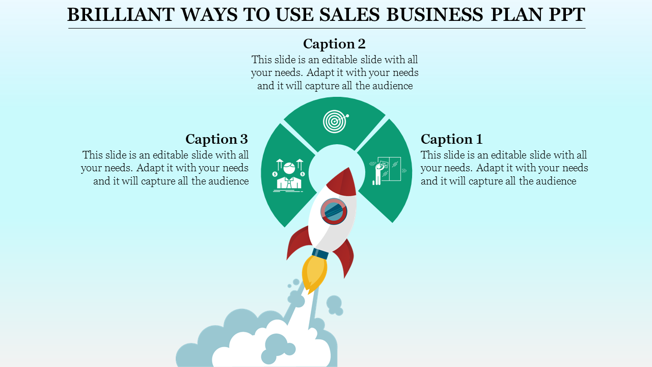 Sales Business Plan Powerpoint With Rocket Design Slideegg