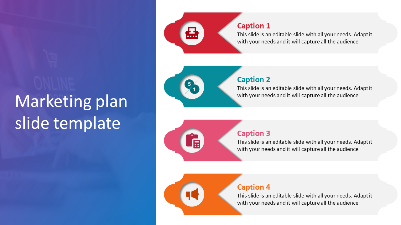 Four Node Best Marketing Plan Slide Template 