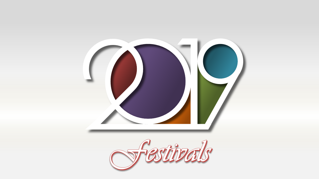 Colorful 2019 Festivals design template with a modern and festive look.