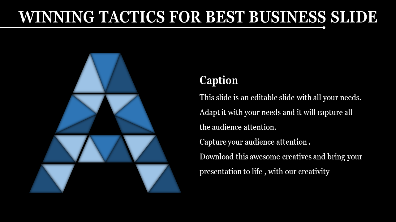 A slide featuring a large triangle composed of smaller blue geometric shapes, with text captions.