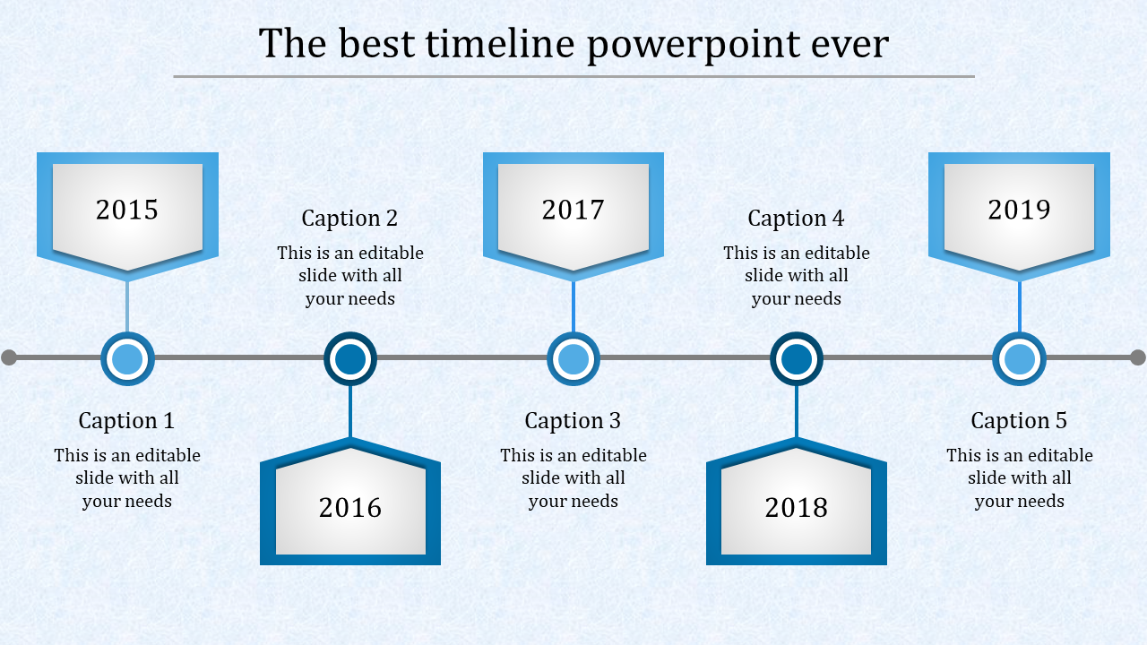 Editable Timeline PowerPoint Template With Five Node Slide