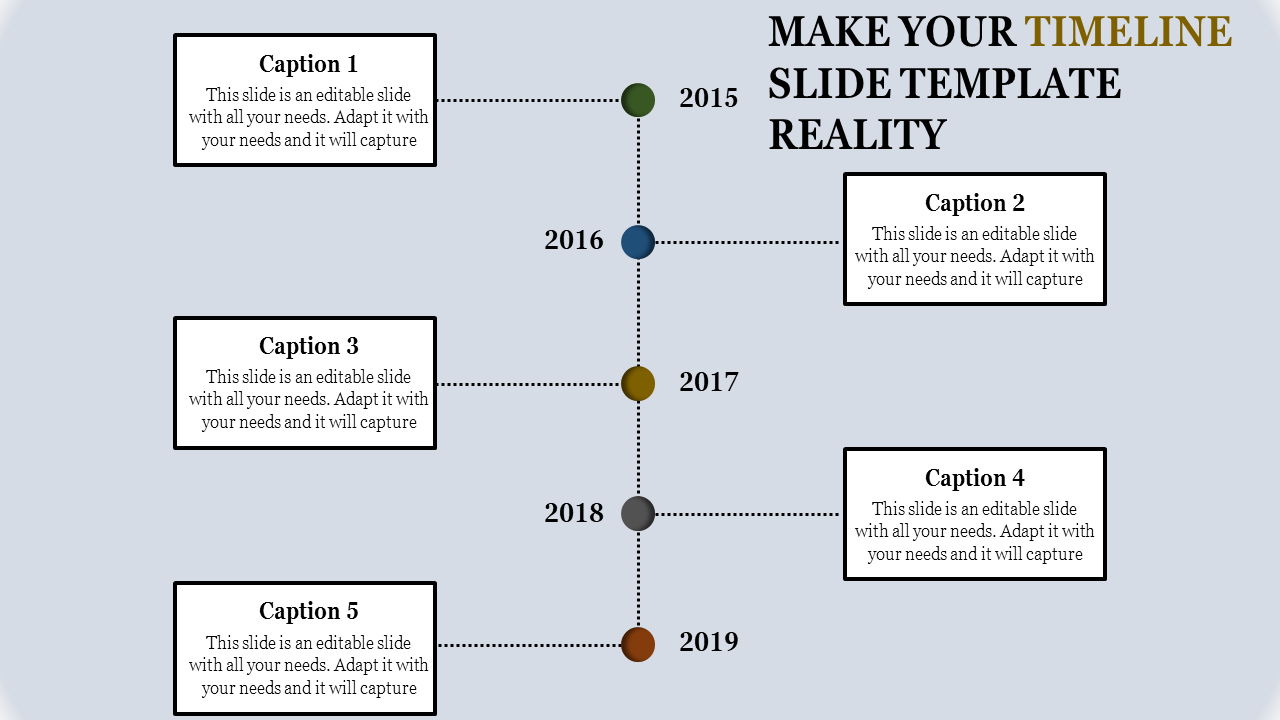 Five Nodes Zig-zag Timeline Google Slides & PPT Template