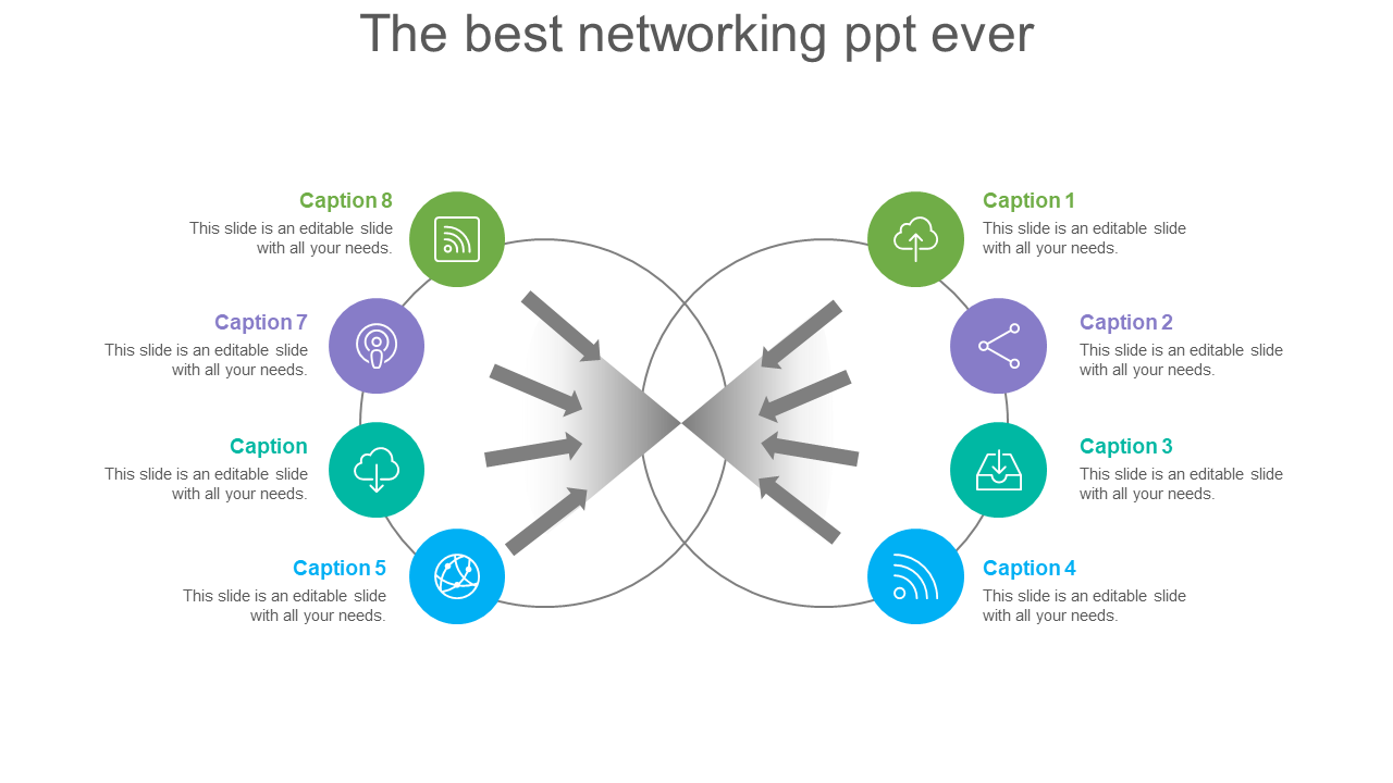 Try the Best multiple icons networking ppt design slide