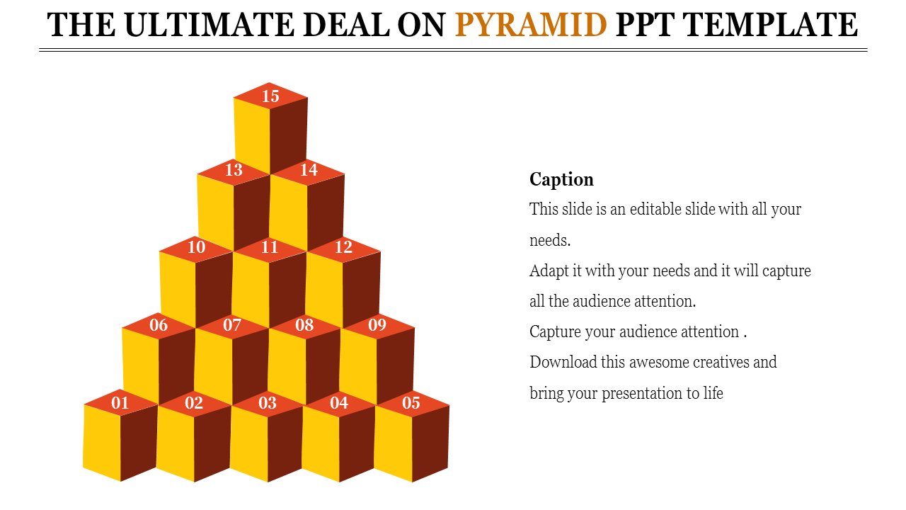 Pyramid-shaped structure made of numbered blocks from 1 to 15, with a caption on the right.