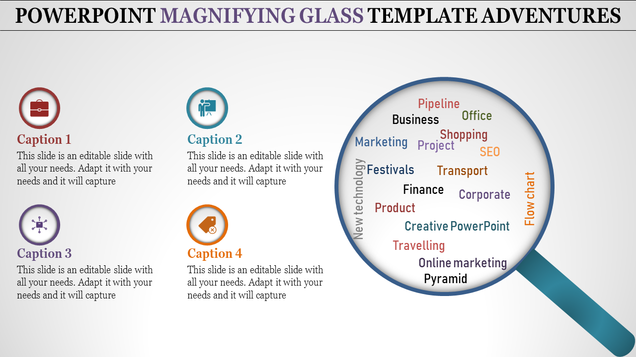 PowerPoint Magnifying Glass Template for Detailed Focus