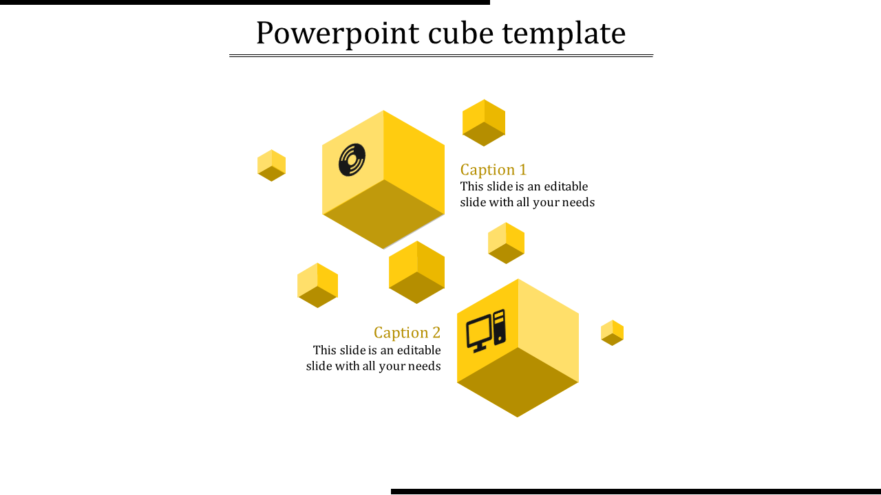 Awesome PowerPoint Cube Template In Yellow Color Slide