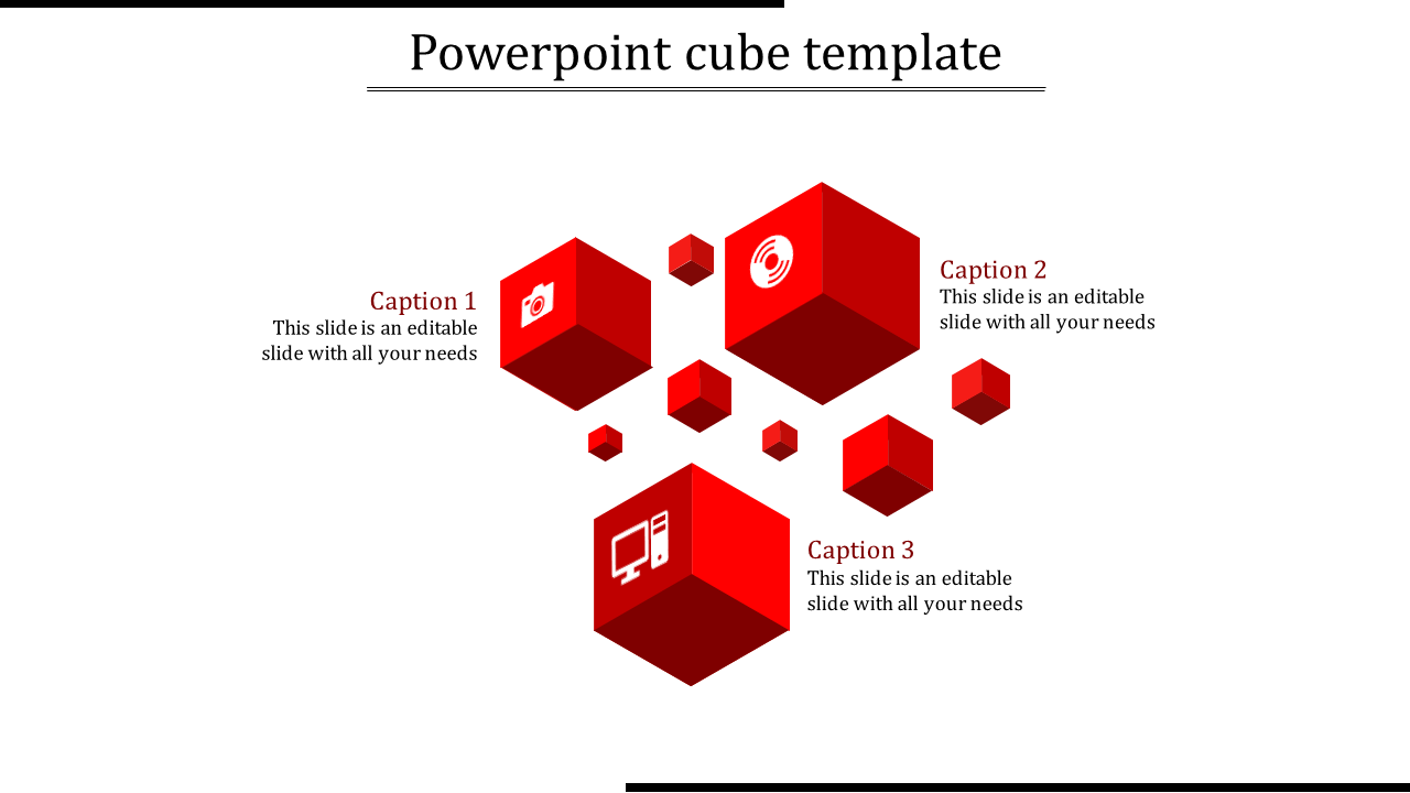 Awesome PowerPoint Cube Template In Red Color Slide