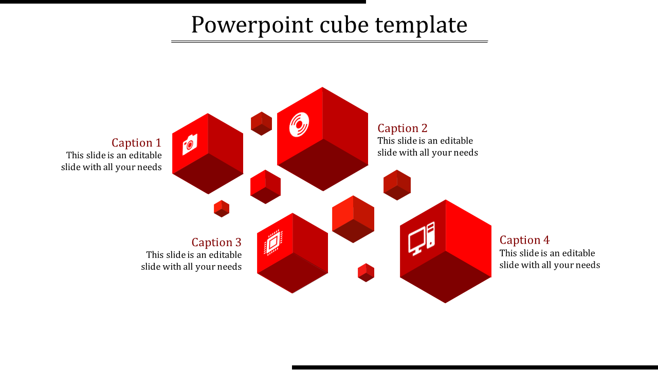 Incredible PowerPoint Cube Template In Red Color Slide