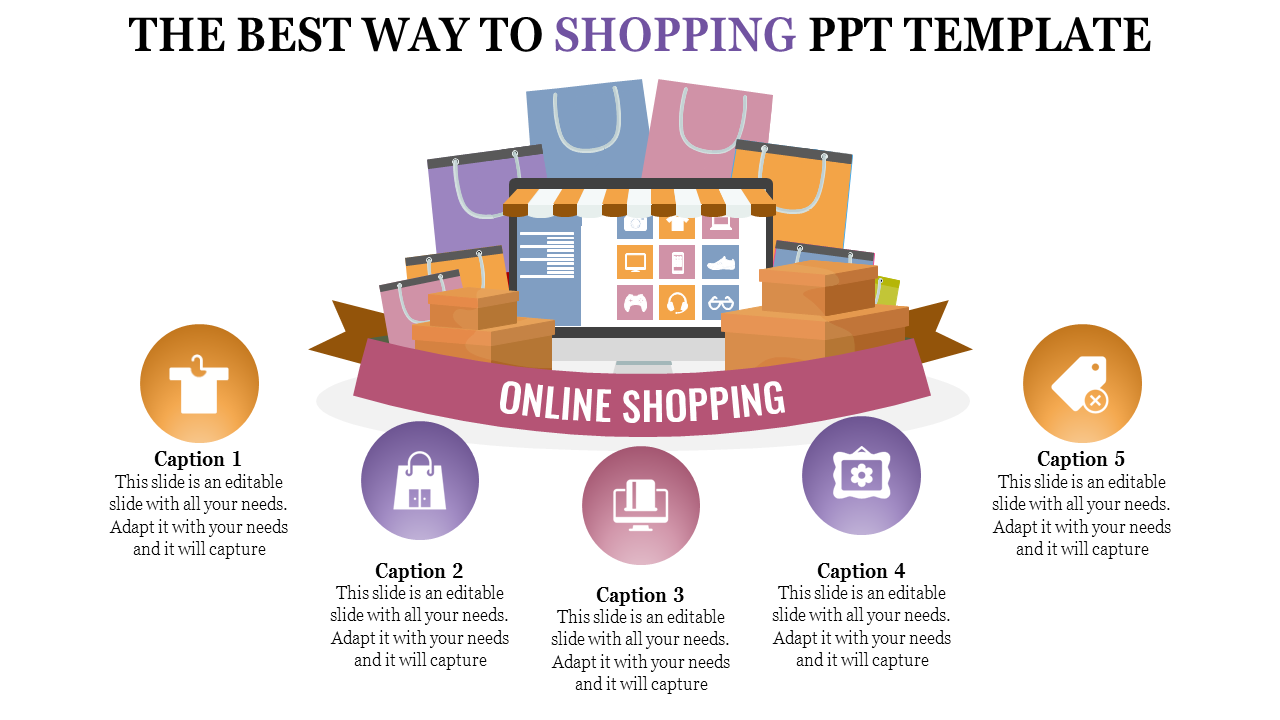 Shopping PPT Template for Retail and E-Commerce Strategy