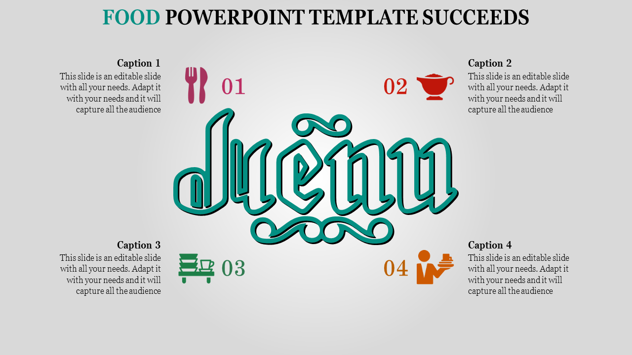 Best Food PowerPoint template and Google slides- Four Node