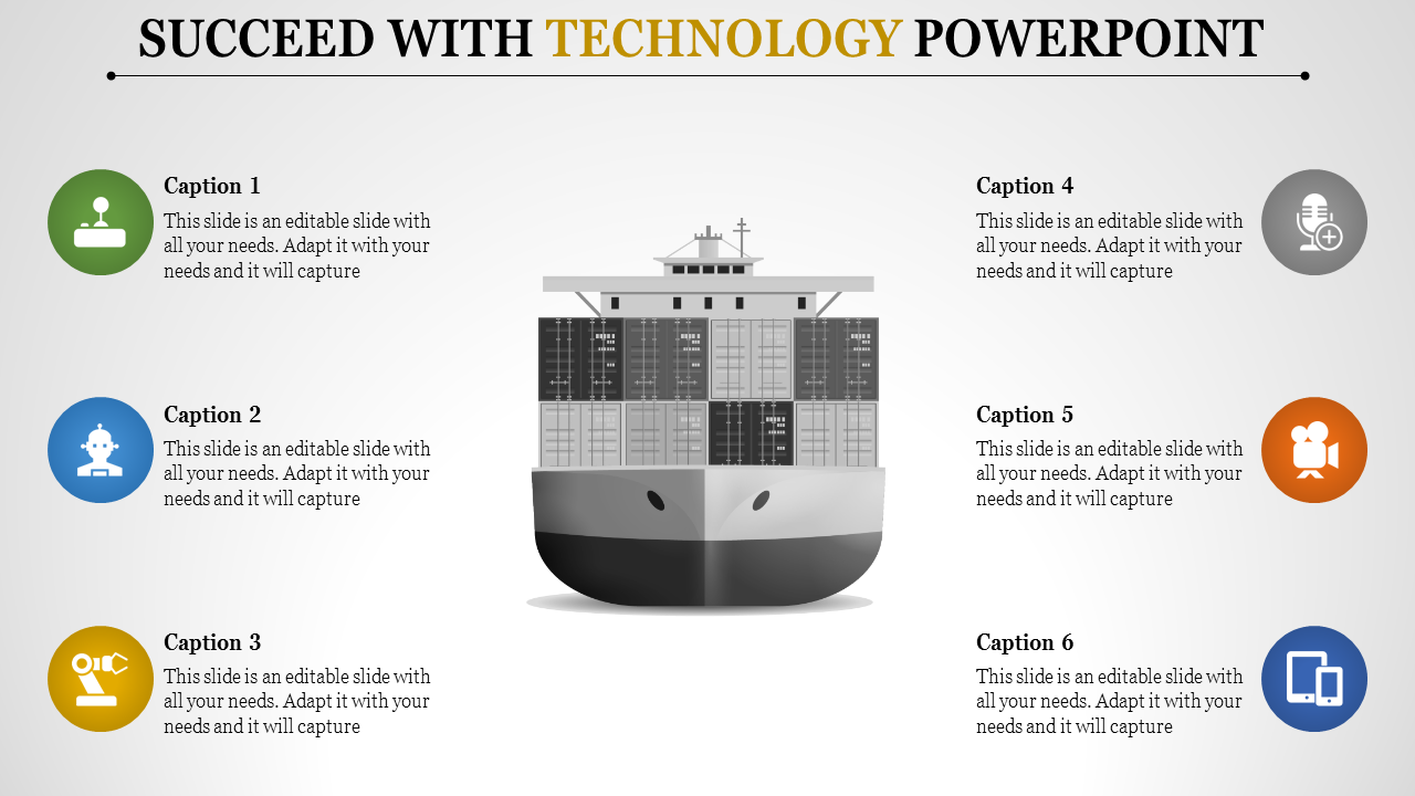 Multicolor Technology PowerPoint Templates-Six Node