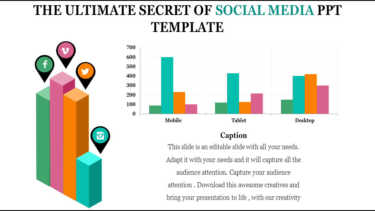 Infographic with a bar chart, featuring 3D rectangular blocks in green, pink, orange, and teal, with social media pin icons.