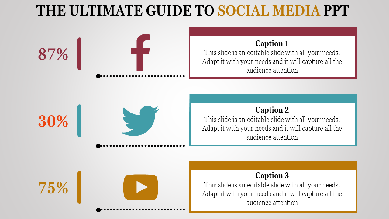 Awesome Social Media PPT Template Slide Design-3 Node