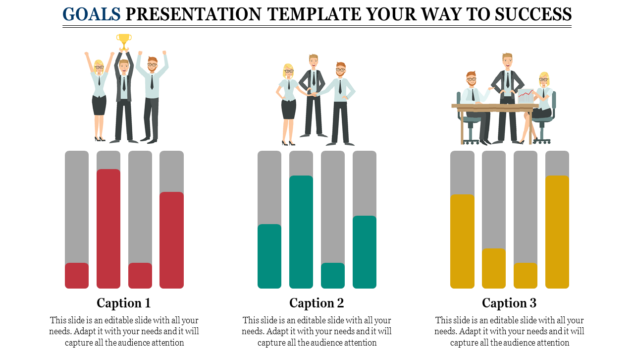 Multicolor Goals Presentation Template Slides-Three Node