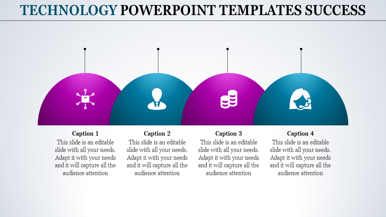 Multicolor Technology PowerPoint Templates With Four Node