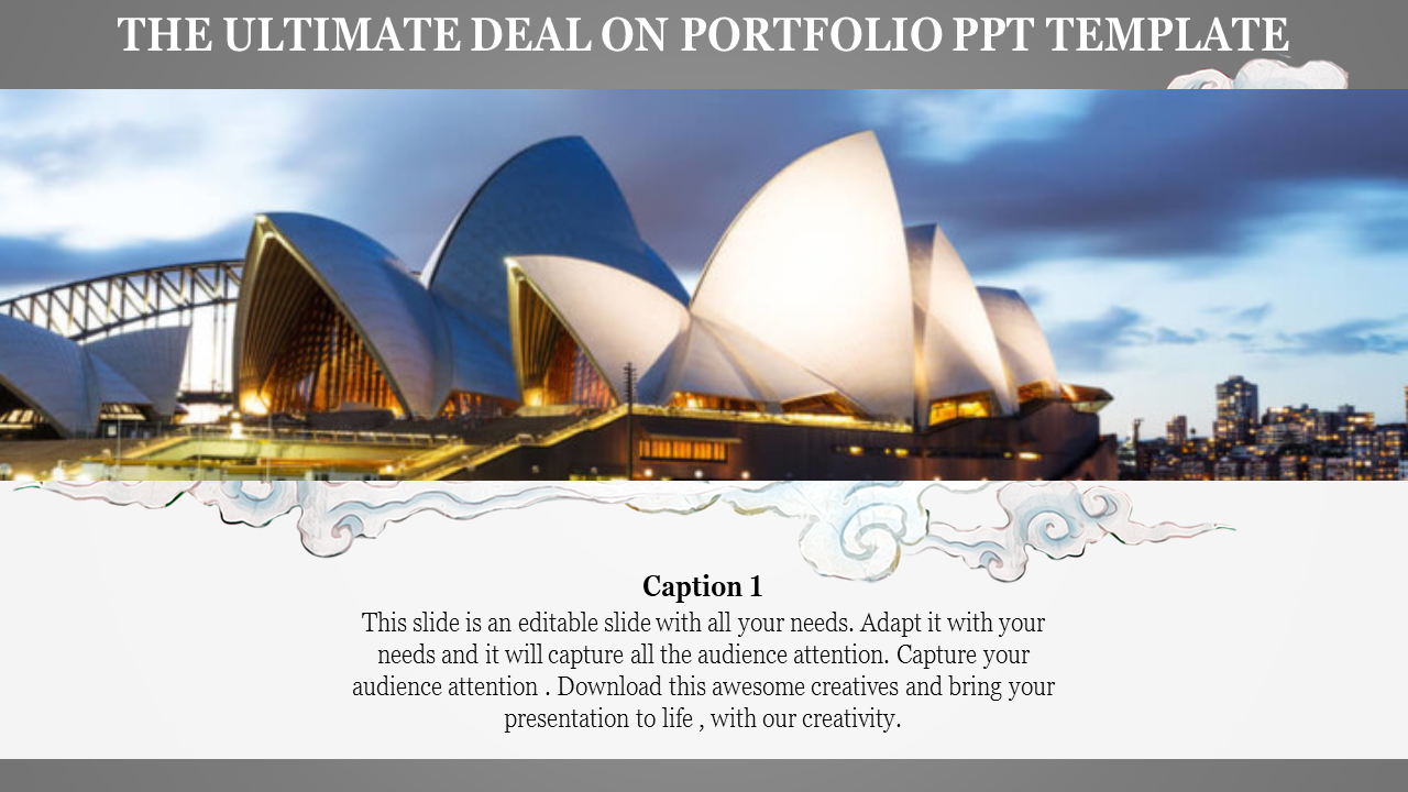 A template with a prominent image of the Sydney Opera House and space for a caption areas.