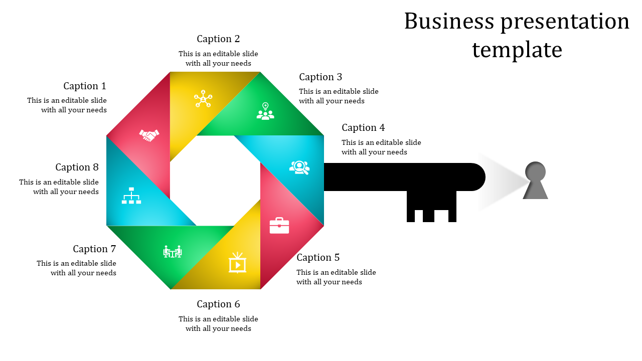 Magnificent Business Presentation Template With Eight Node