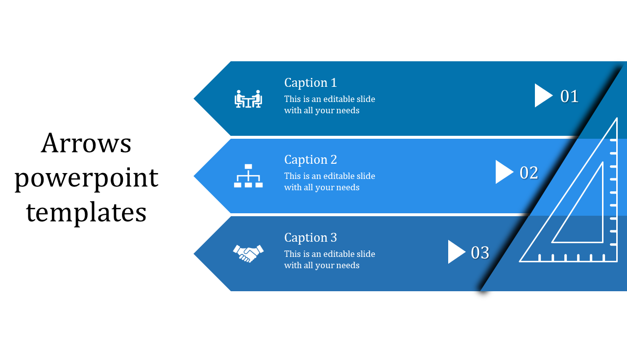 Innovative Arrows PowerPoint Templates with Three Nodes