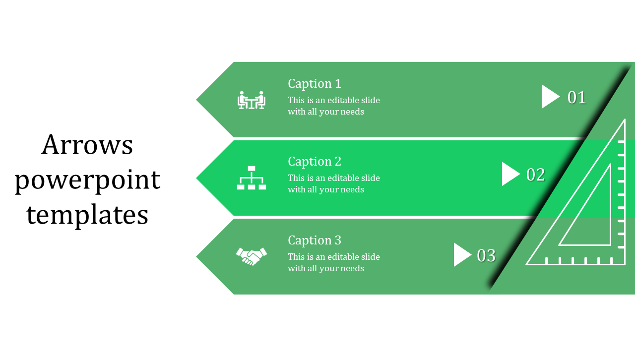 Best Arrows PowerPoint Templates with Green Set Square