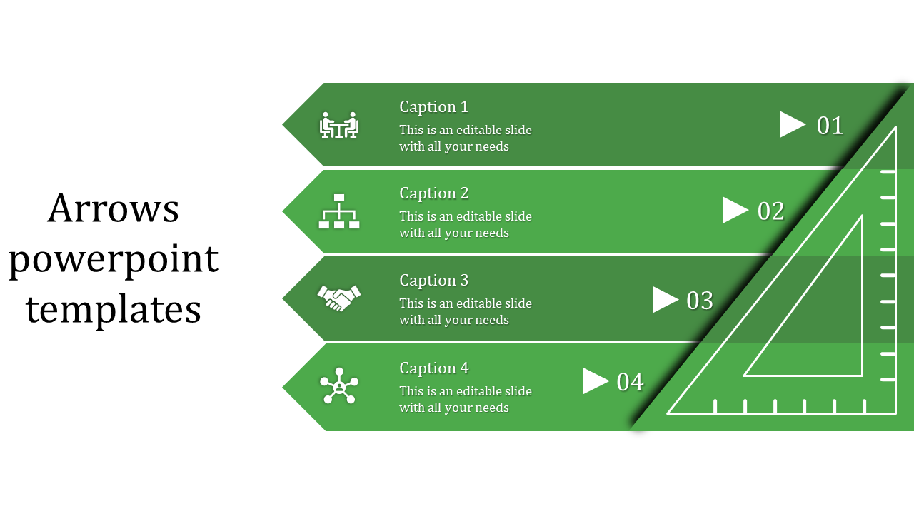 Fantastic Arrows PowerPoint Templates with Four Nodes