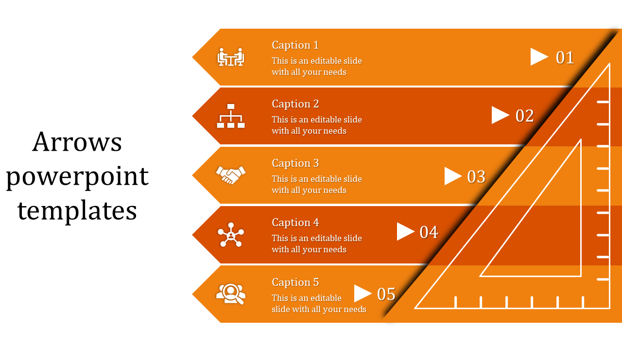 Imaginative Arrows PowerPoint Templates with Five Nodes