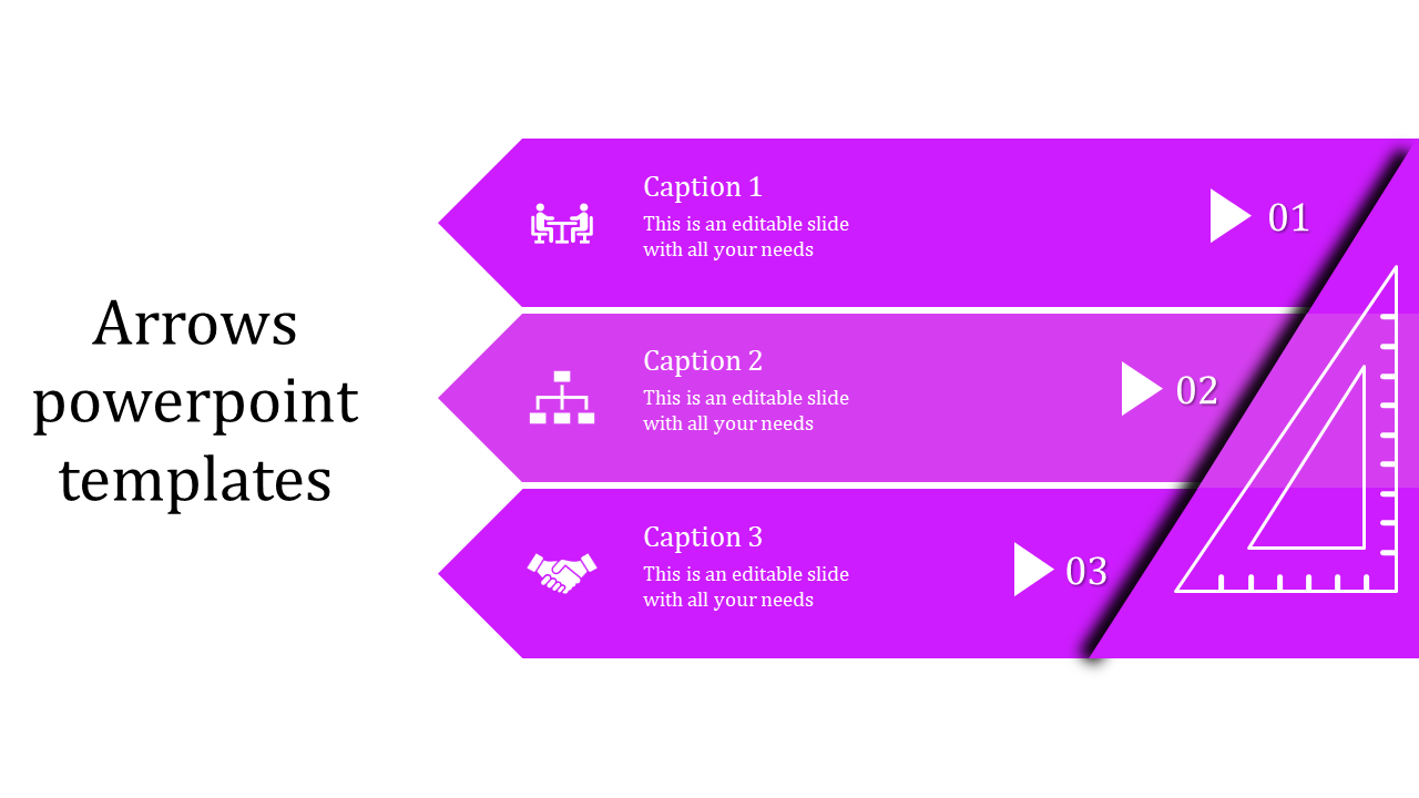 Fantastic Arrows PowerPoint Templates with Three Nodes