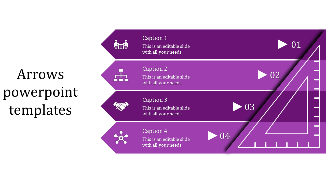 Amazing Arrows PowerPoint Templates with Four Nodes