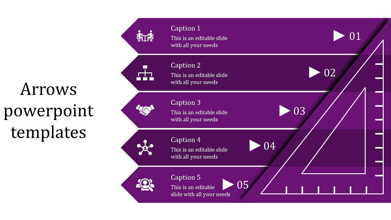 Amazing Arrows PowerPoint Templates with Five Nodes