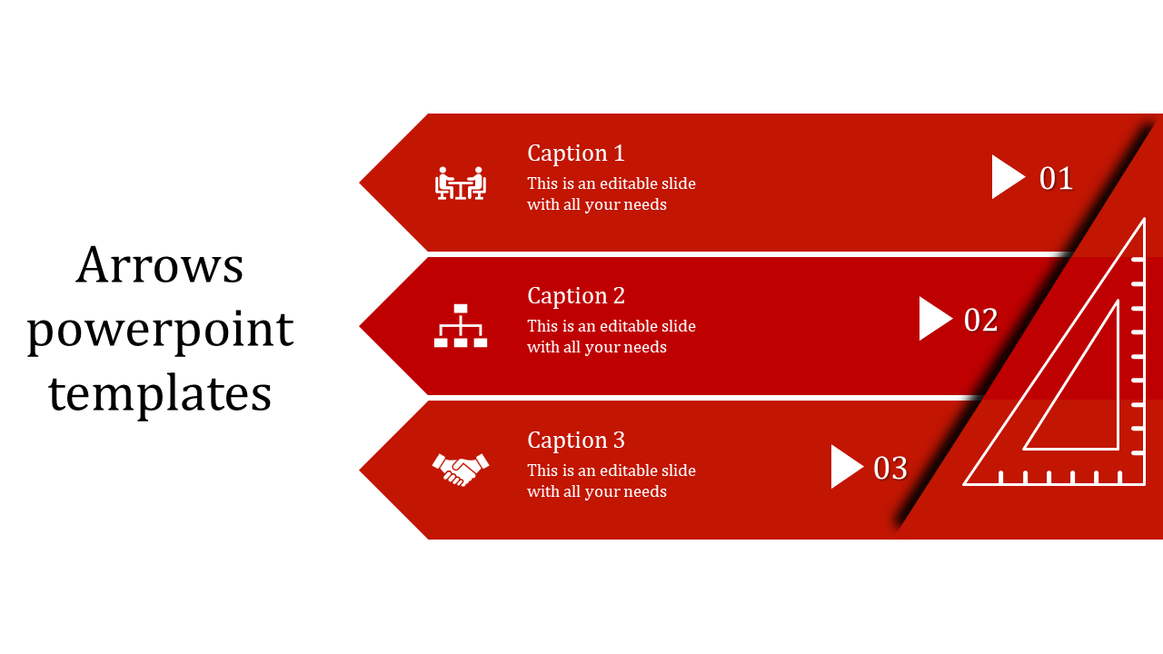 Amazing Arrows PowerPoint Templates with Three Nodes