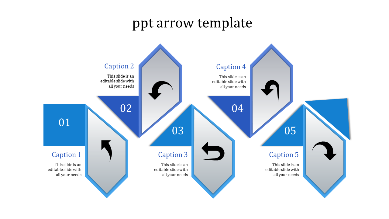 PPT Arrow Template And Google Slides With Five Node