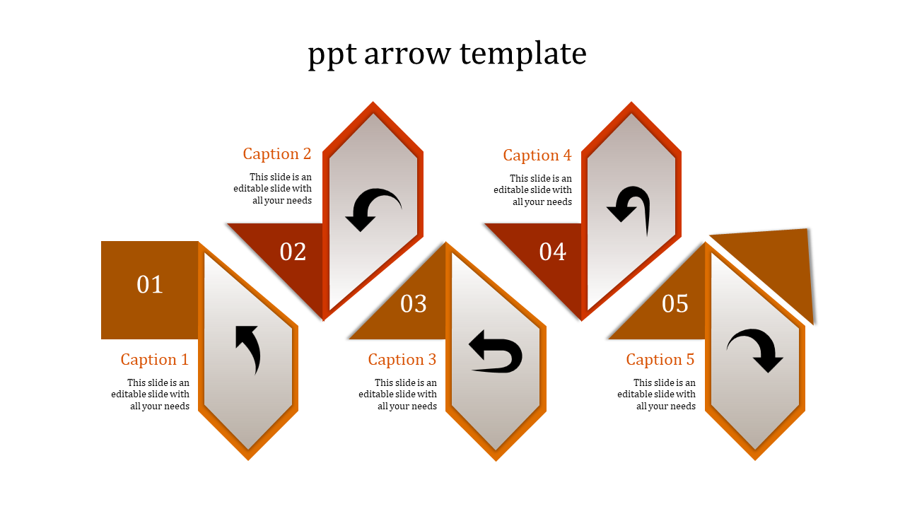 Orange Color PPT Arrow Template and Google Slides Themes