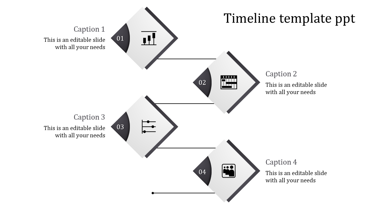 Best Diamond Shape Timeline PPT Template For Presentation