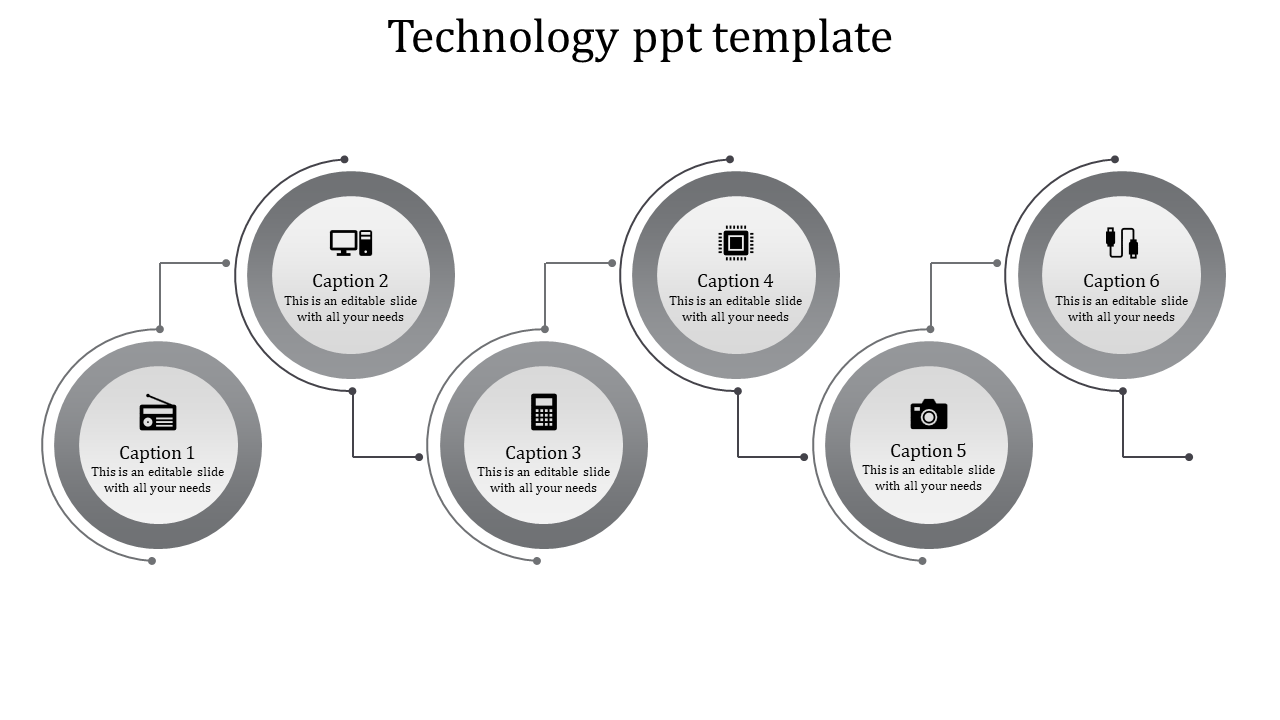 Six Noded Technology PowerPoint Template And Google Slides