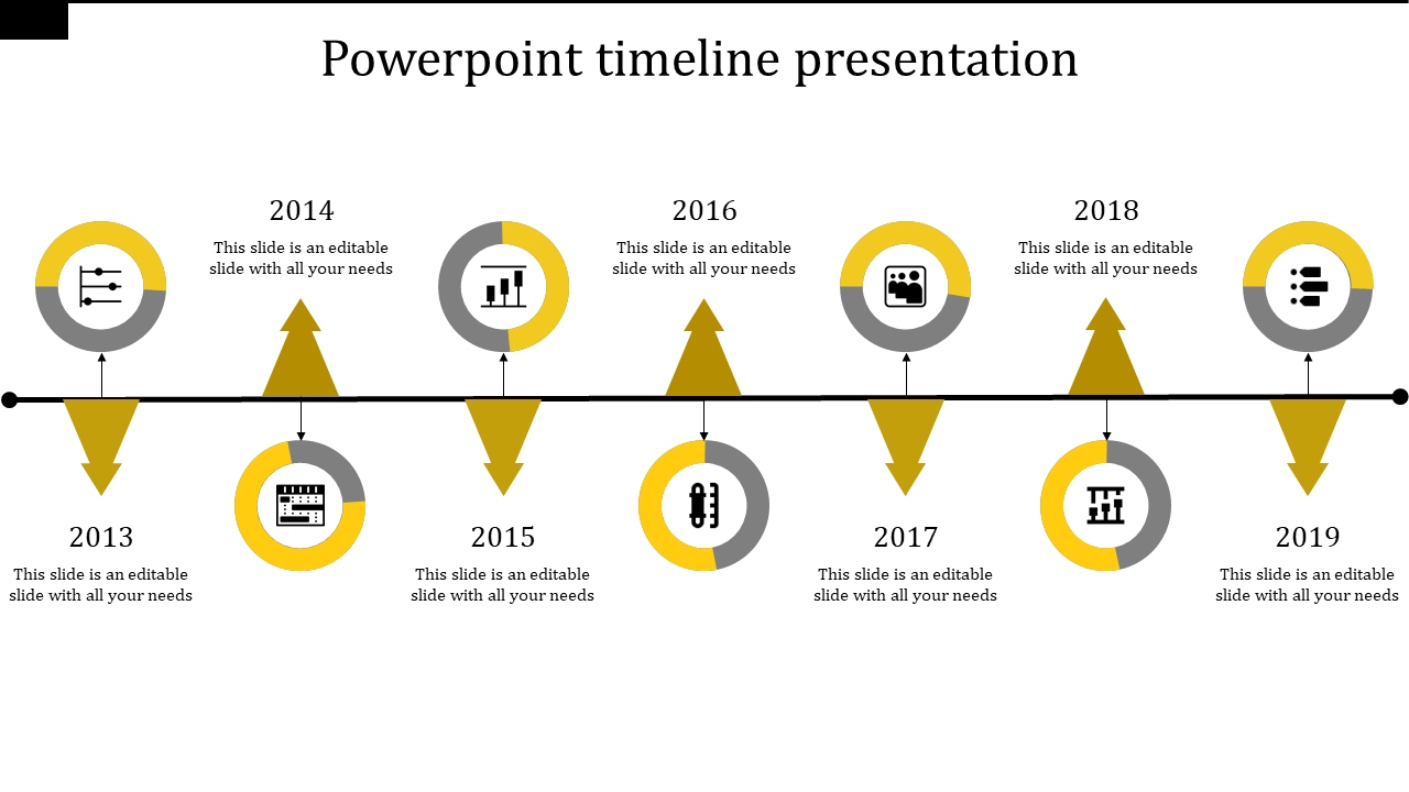 Modern PowerPoint Timeline Template for Detailed Timelines