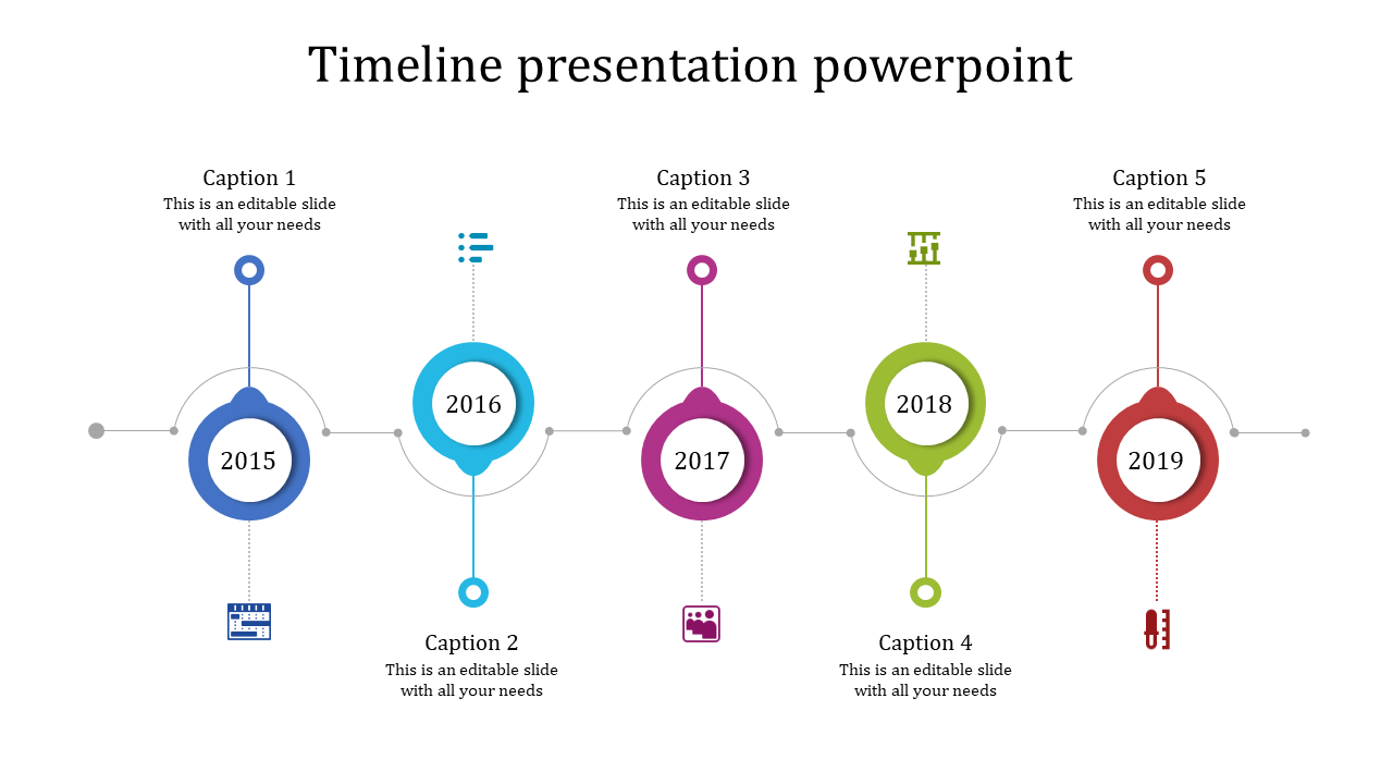 Multi-color Timeline PPT Template and Google Slides Themes