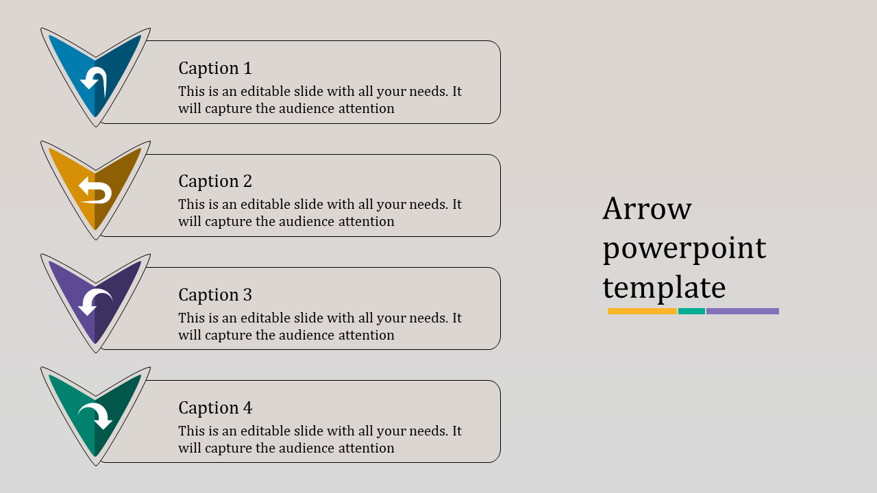 Attractive Arrows PowerPoint Template In Multicolor Model