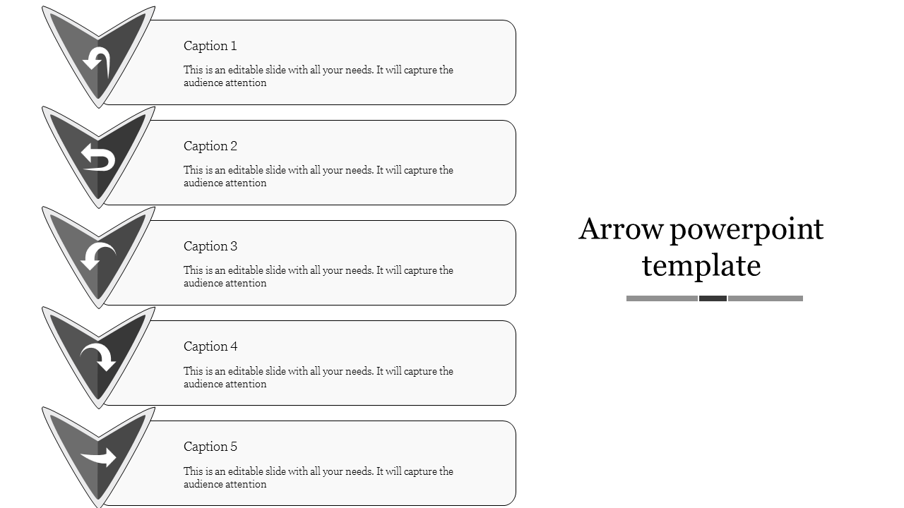 Editable Arrow PowerPoint Template Presentation-Five Node