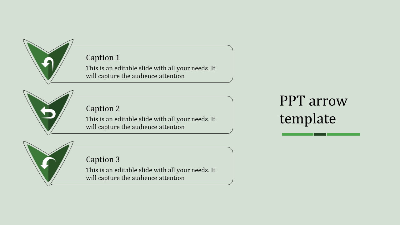 Arrow PowerPoint Template And Google Slides-Green Color