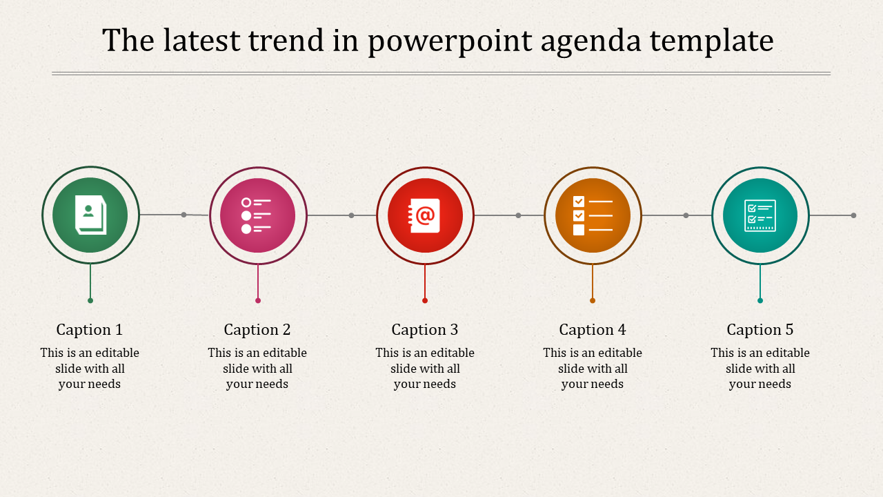 Fabulous Five Node Agenda PowerPoint Presentation Template 