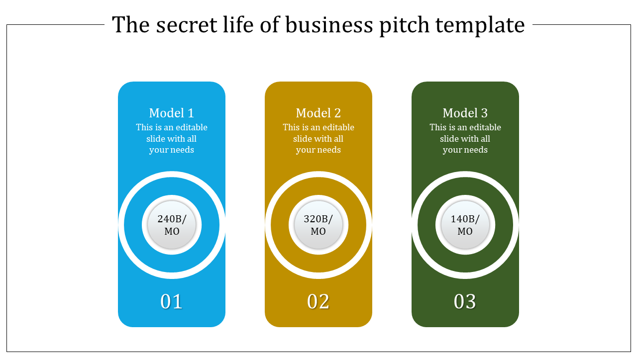 Editable Business Pitch PPT With Three Node Slide