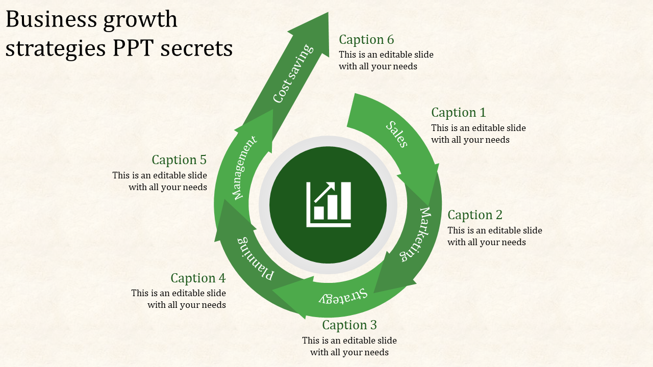 Stunning Growth PPT Template Slide Design-Six Node