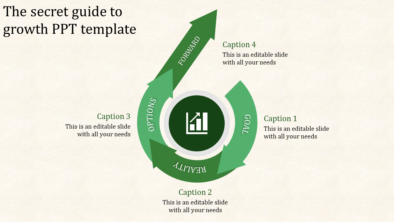 Get Growth PPT Template Slide Designs In Green Color