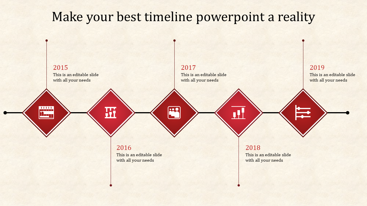 Use Our Best Timeline PowerPoint With Five Node Slide