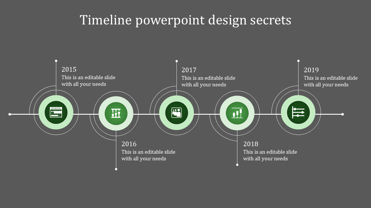 Vibrant Green Theme Timeline PPT Template and Google Slides