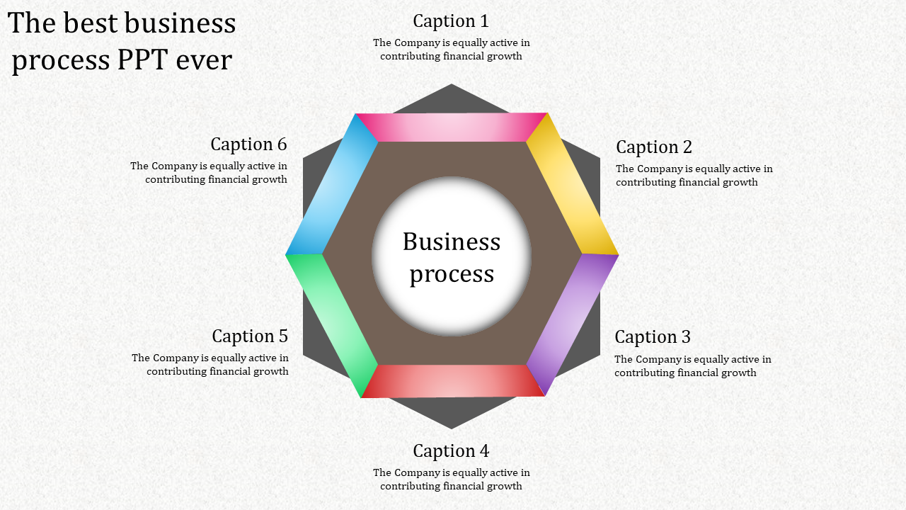 Hexagonal 3D infographic with a central label, featuring six colorful segments, and captions around it.