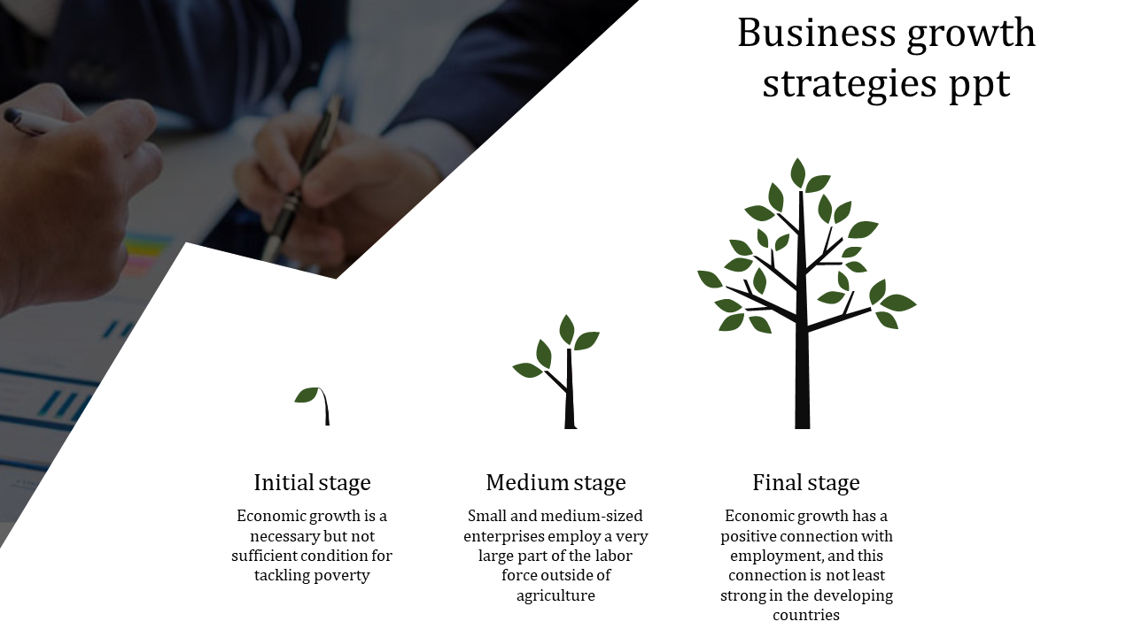 A Three node Business Growth Strategies PPT and Google Slides