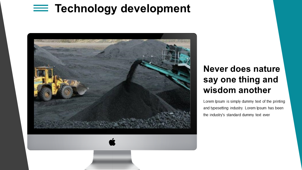 A large image of a mining operation displayed on a computer screen showing technology developement.