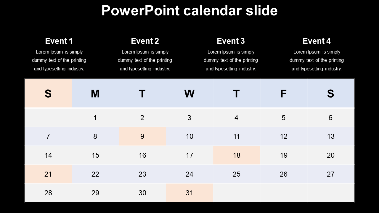 Stunning PowerPoint Calendar Slide Template Design