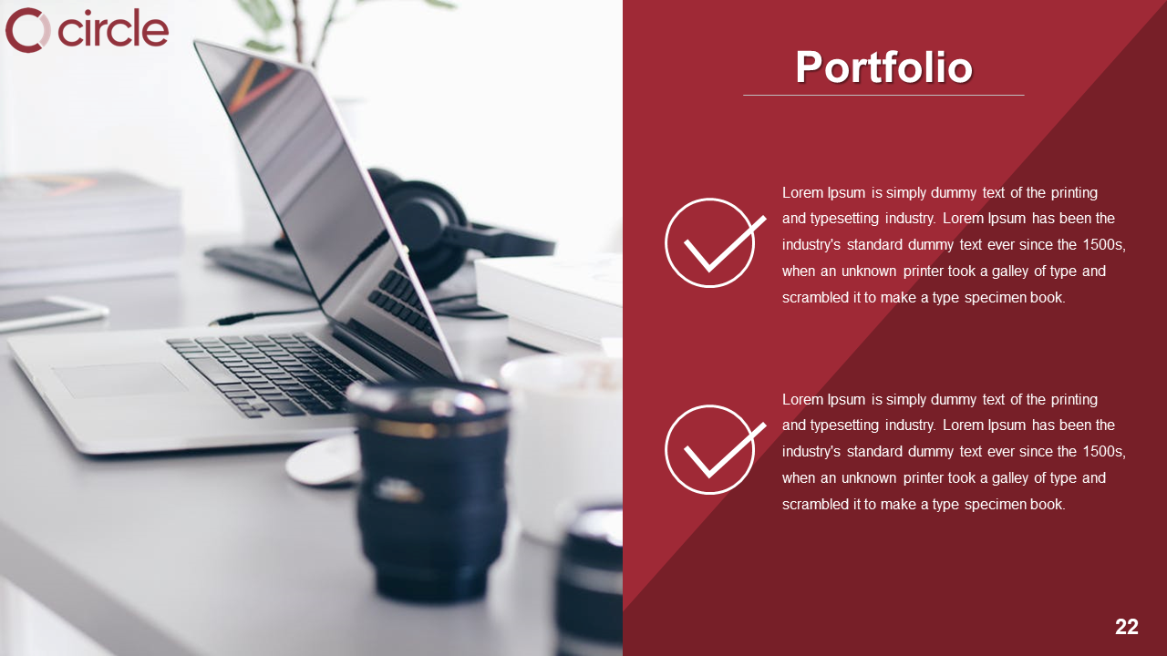 Editable Portfolio PPT Template Design With Two Node